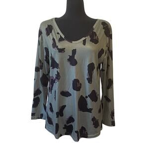 Haute Edition Women’s Green Abstract Camo Long Sleeve Blouse Size Medium